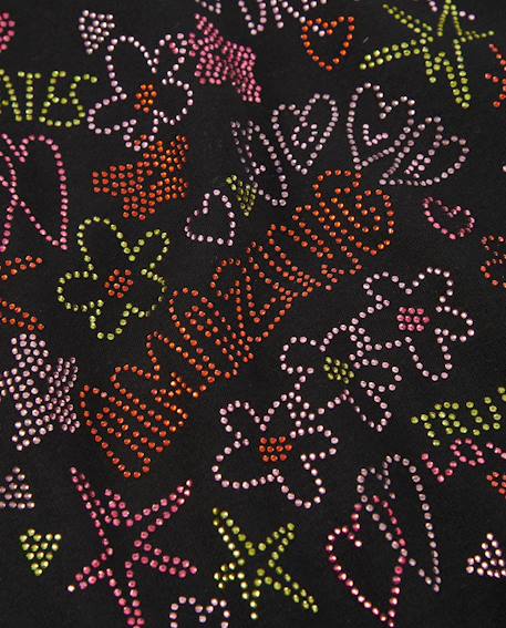 Sweat à capuche fille en molleton avec imprimé étoiles et fleurs Noir 5 - vertbaudet enfant 