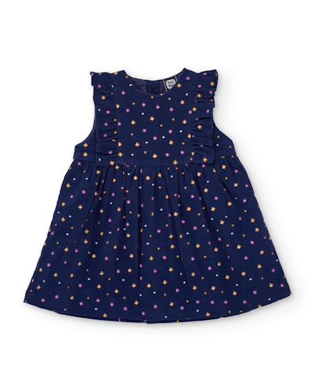 Ensemble pour bébé avec t-shirt en maille et robe florale en tissu plat Bleu 4 - vertbaudet enfant 