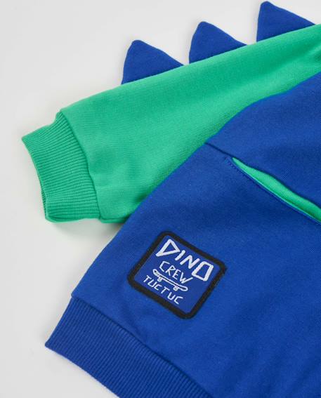 Sweat à capuche zippé bébé garçon en molleton motif dinosaure Bleu 5 - vertbaudet enfant 
