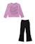 Ensemble fille en maille avec t-shirt imprimé floral et leggings assortis Violet 1 - vertbaudet enfant 