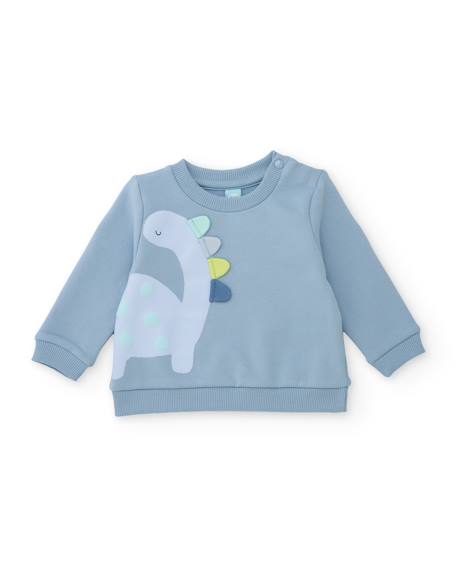 Ensemble bébé en molleton avec dinosaure en relief Bleu 2 - vertbaudet enfant 