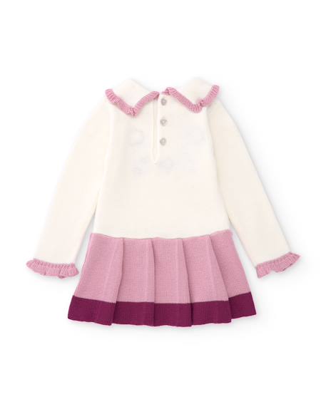 Robe fille à manches longues en tricot avec volants Blanc 2 - vertbaudet enfant 