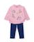 Ensemble fille en maille avec t-shirt imprimé et volants Rose 1 - vertbaudet enfant 