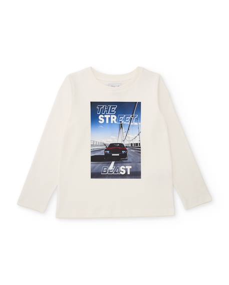 T-shirt garçon en maille avec graphique de voiture urbaine Blanc 1 - vertbaudet enfant 