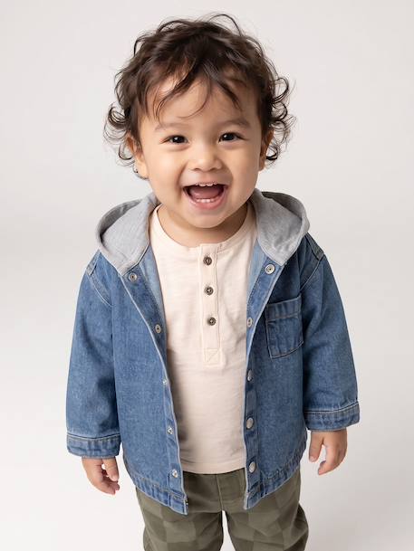 Chemise bébé personnalisable en denim avec capuche stone 2 - vertbaudet enfant 