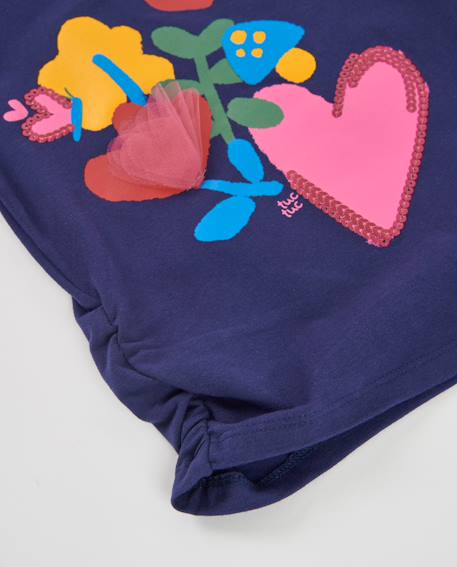 T-shirt fille en jersey à manches longues et imprimé fleuri Bleu 4 - vertbaudet enfant 