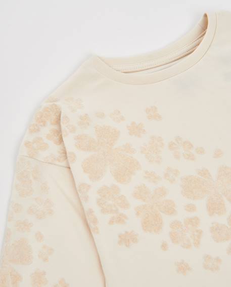 T-shirt de fille en maille avec manches longues et imprimé floral délicat Blanc 3 - vertbaudet enfant 