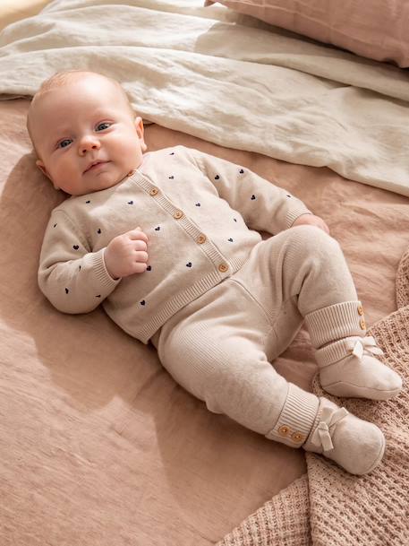 Ensemble 3 pièces bébé fille beige chiné 1 - vertbaudet enfant 