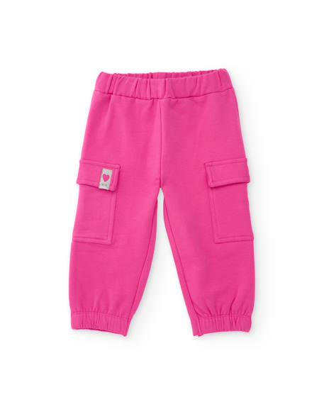 Pantalon cargo fille en molleton doux Rose 1 - vertbaudet enfant 
