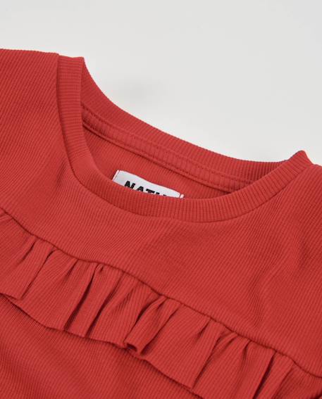 T-shirt pour fille en maille avec volants sur le devant Rouge 3 - vertbaudet enfant 
