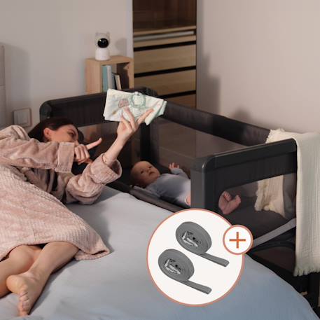 Lit cododo 5en1 patty pliable avec fonction lit parapluie et parc, matelas haute densité et 4 roulettes Beige sand+Grey graphite 10 - vertbaudet enfant 