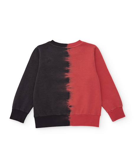Sweat garçon en molleton avec imprimé frontal et couleurs contrastantes Rouge 3 - vertbaudet enfant 
