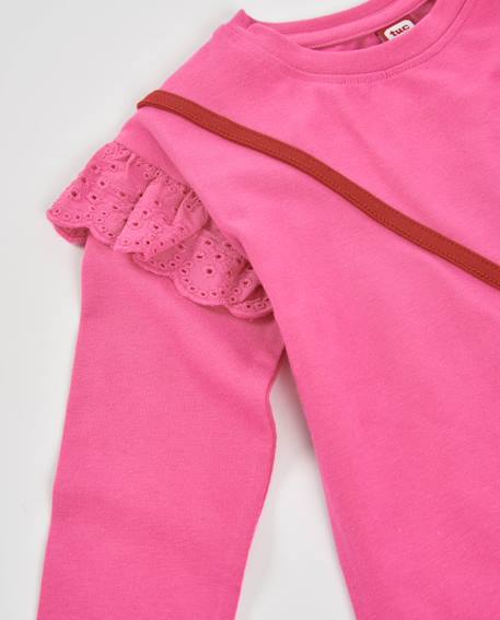 T-shirt fille en jersey à volants au design ludique Rose 4 - vertbaudet enfant 