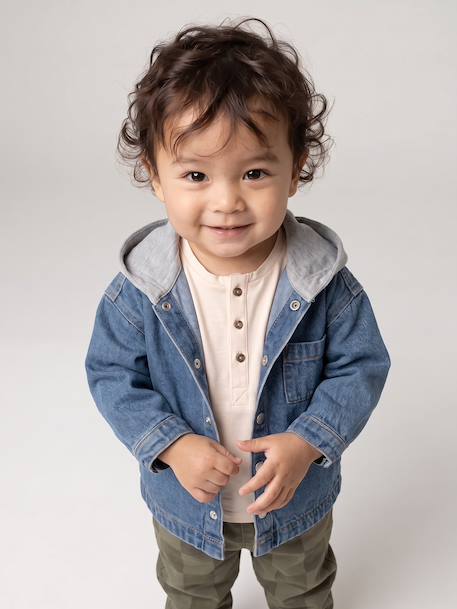 Chemise bébé personnalisable en denim avec capuche stone 3 - vertbaudet enfant 