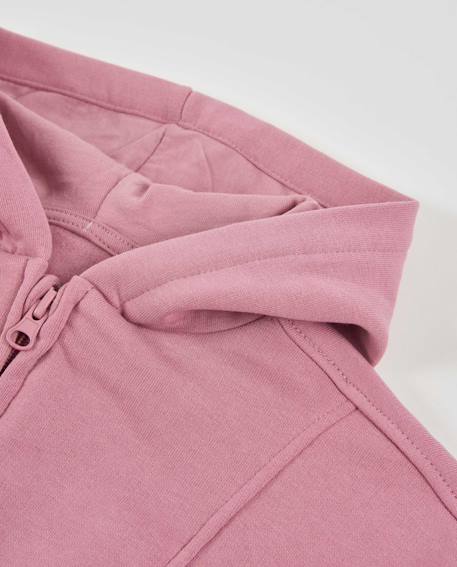 Sweat pour fille en molleton avec capuche et fermeture zippée frontale Rose 3 - vertbaudet enfant 
