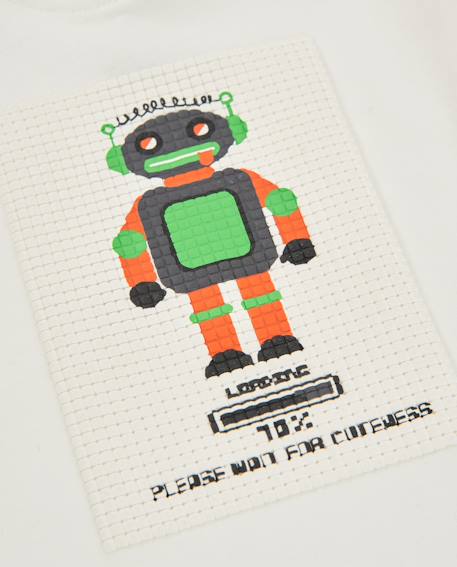 T-shirt en maille pour bébé garçon avec imprimé robot Blanc 4 - vertbaudet enfant 