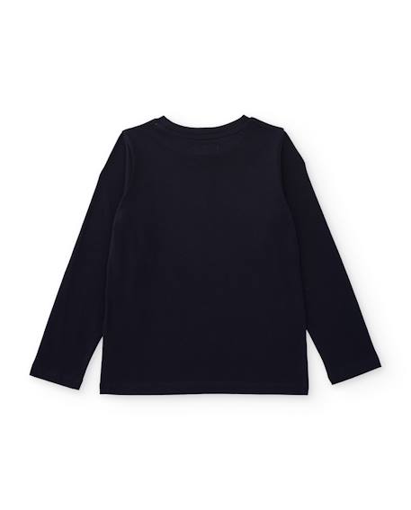 T-shirt garçon en maille avec imprimé géométrique Bleu 2 - vertbaudet enfant 
