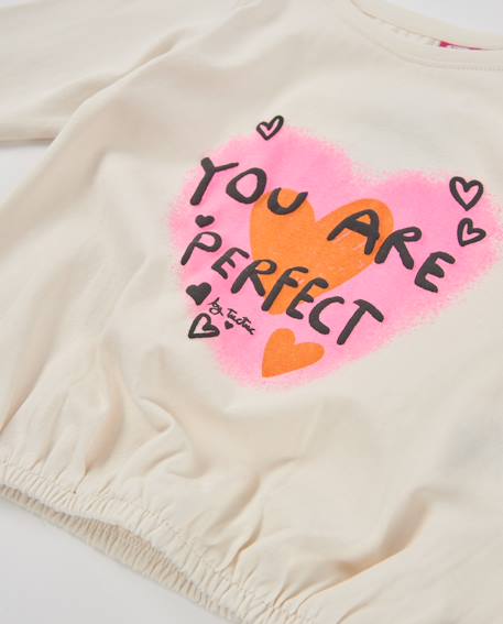 T-shirt fille en jersey à motif placé et message positif Blanc 5 - vertbaudet enfant 