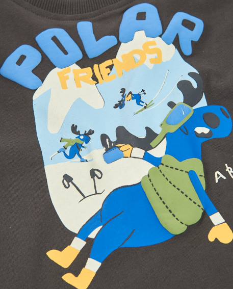 T-shirt en maille pour garçon avec imprimé graphique et manches longues Gris 4 - vertbaudet enfant 