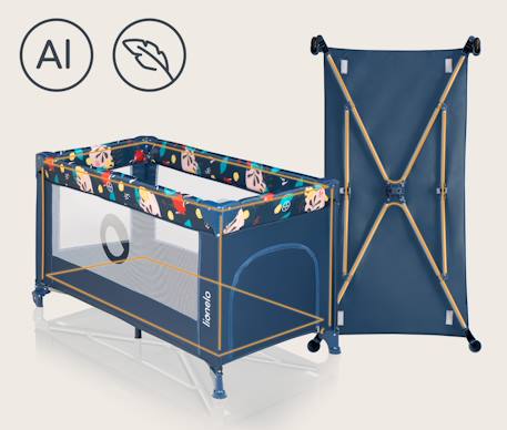 Lit parapluie parc bébé 2en1 stefi 125 x 65 cm avec roulettes et sac, 0-36 mois Blue navy 3 - vertbaudet enfant 
