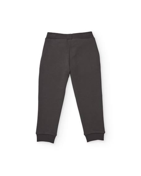 Pantalon garçon en molleton avec imprimé typographique et poignets côtelés Gris 2 - vertbaudet enfant 