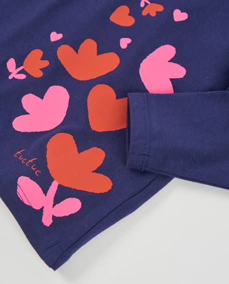 T-shirt manches longues en jersey pour fille avec motif cœurs Bleu 3 - vertbaudet enfant 