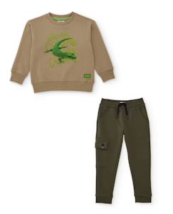-Ensemble garçon en maille avec sweat gecko et pantalon jogger