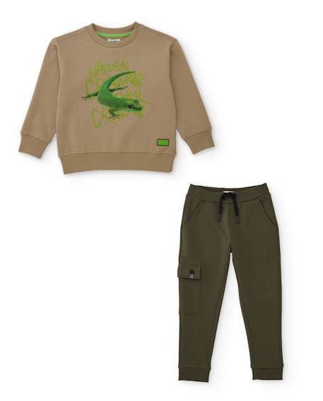 Garçon-Ensemble-Ensemble garçon en maille avec sweat gecko et pantalon jogger