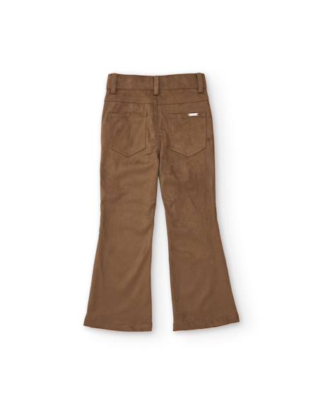Pantalon de fille en daim avec coupe évasée et taille ajustée Marron 3 - vertbaudet enfant 