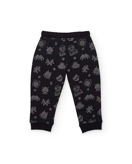 Pantalon en molleton pour garçon avec imprimé amusant Noir 2 - vertbaudet enfant 