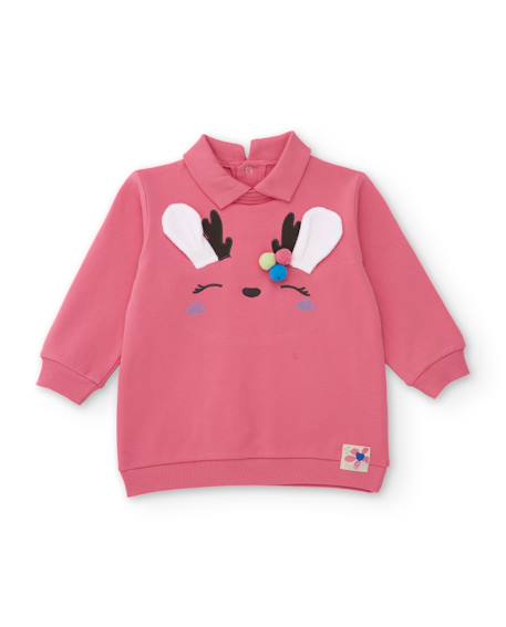 Robe fille en molleton au design fantaisie et toucher doux Rose 2 - vertbaudet enfant 