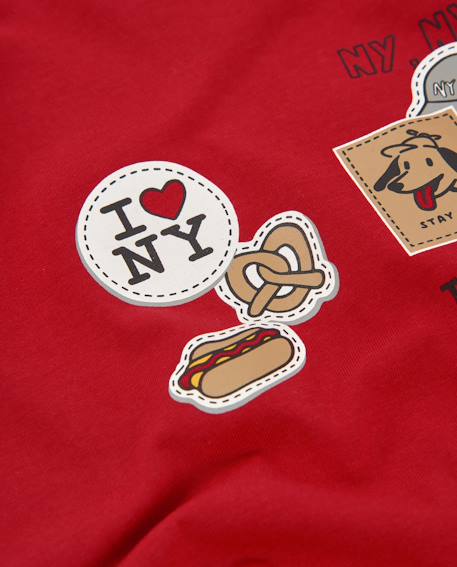 T-shirt en maille douce pour garçon avec imprimé amusant Rouge 4 - vertbaudet enfant 