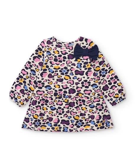 Robe fille en molleton imprimé animalier avec nœud Blanc 2 - vertbaudet enfant 