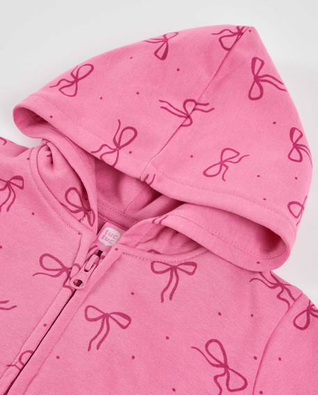 Sweat en molleton pour bébé fille avec capuche, fermeture éclair et motif de nœuds Rose 3 - vertbaudet enfant 