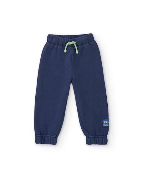 Pantalon en molleton pour garçon avec taille élastique et cordon de serrage Bleu 1 - vertbaudet enfant 