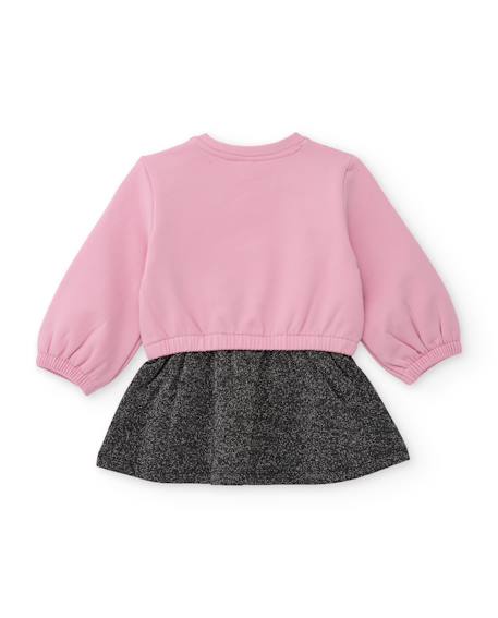 Robe bébé fille en molleton avec motif sac et toucher chaud Rose 2 - vertbaudet enfant 