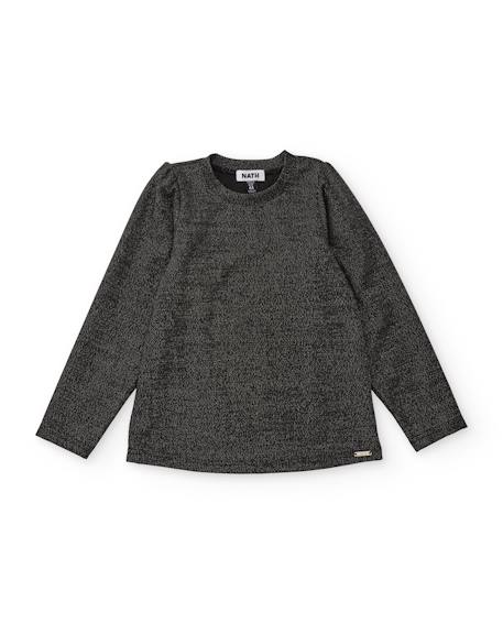 T-shirt fille à manches longues avec finition brillante et coupe classique Gris 1 - vertbaudet enfant 