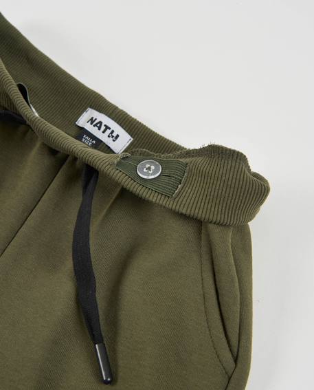 Pantalon cargo en molleton avec chevilles bord-côte pour garçon Vert 3 - vertbaudet enfant 