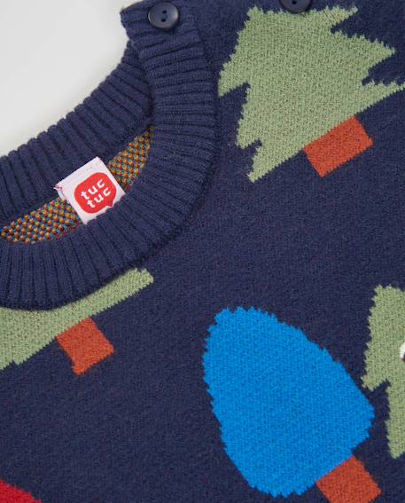 Pull bébé garçon en maille douce à motifs d'arbres Bleu 4 - vertbaudet enfant 