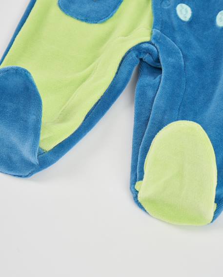 Barboteuse en molleton pour bébé avec dinosaure brodé Bleu 4 - vertbaudet enfant 