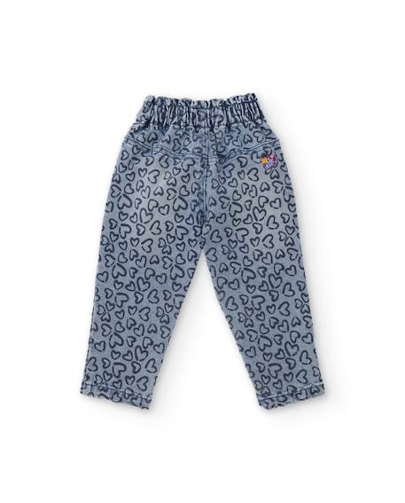 Jean fille imprimé cœurs en denim souple et confortable Bleu 2 - vertbaudet enfant 