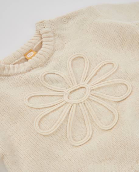 Pull en tricot pour bébé fille avec détail floral et toucher doux Blanc 4 - vertbaudet enfant 