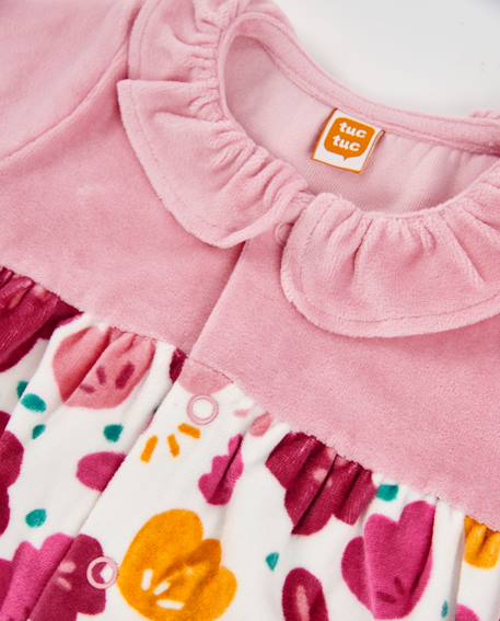 Barboteuse en tricot pour bébé avec imprimé floral Rose 3 - vertbaudet enfant 