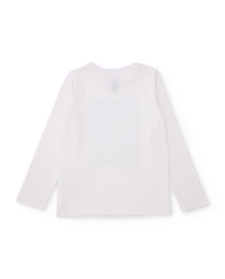 T-shirt garçon en maille avec imprimé frontal et manches longues Blanc 2 - vertbaudet enfant 