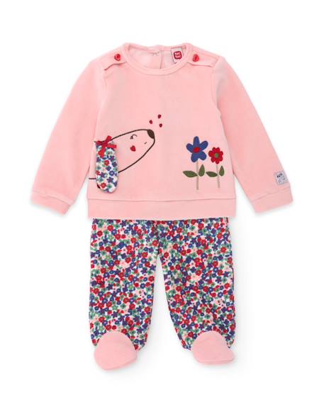 Ensemble en tricot pour bébé avec broderie de chiot Rose 1 - vertbaudet enfant 