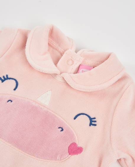 Barboteuse en molleton pour bébé avec motif dinosaure Rose 3 - vertbaudet enfant 
