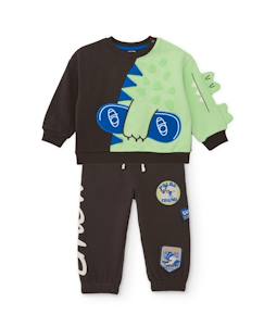 -Ensemble en molleton pour garçon avec patchs et motif crocodile