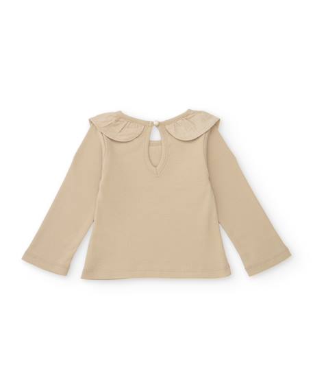 T-shirt bébé fille en jersey à manches longues et détail volanté Beige 2 - vertbaudet enfant 