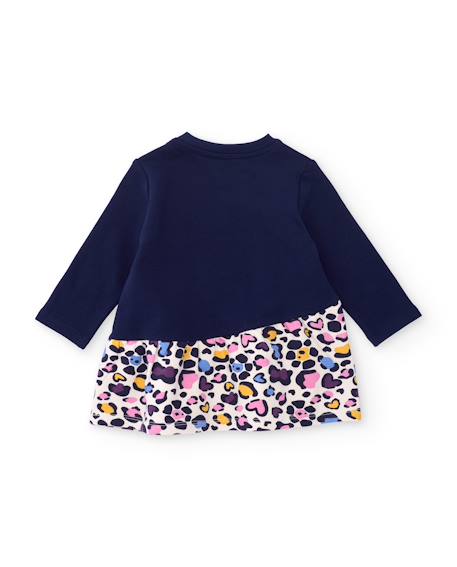 Robe fille en molleton chaud avec imprimé lettrage Bleu 2 - vertbaudet enfant 