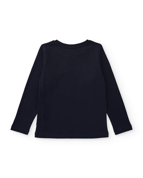 Ensemble garçon en maille avec t-shirt à sérigraphie urbaine et pantalon Bleu 4 - vertbaudet enfant 